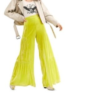 NEW Free People Women's Say La Vie Palazzo Wide Leg Pants YELLOW NWT
